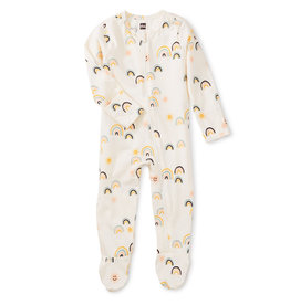 Tea Collection All Sunshine & Rainbows Footed Zip Romper