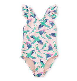 Tea Collection Parrot Polka Swimsuit Size: 3