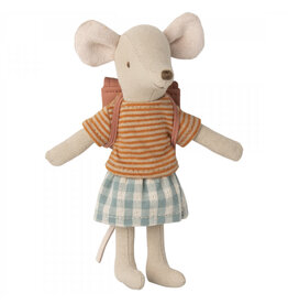Maileg Tricycle mouse, Big sister with bag - Old Rose