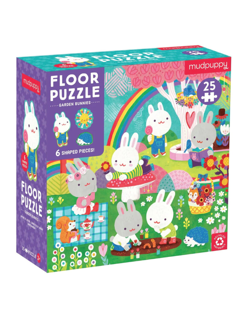 Mudpuppy Garden Bunnies 25pc Floor Puzzle w/ Shaped Pieces