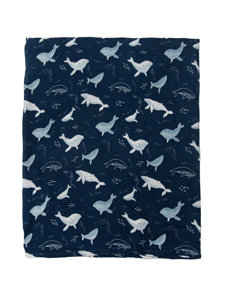 Loulou Lollipop Whales Bamboo Swaddle