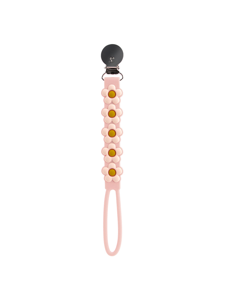 Loulou Lollipop Beadless Pacifier Clip - Daisy Pink