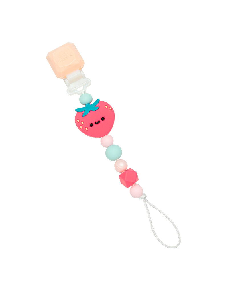 Loulou Lollipop Darling Pacifier Clip - Strawberry