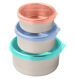 Kids Konserve Set of 3 Food Storage Container w/ Silicone Lids