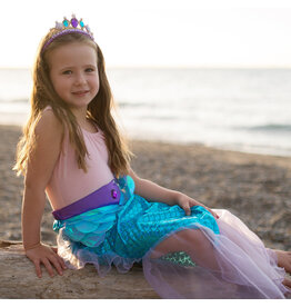 Great Pretenders Mermaid Glimmer Skirt w/Tiara, Lilac/Blue, Size  5-6