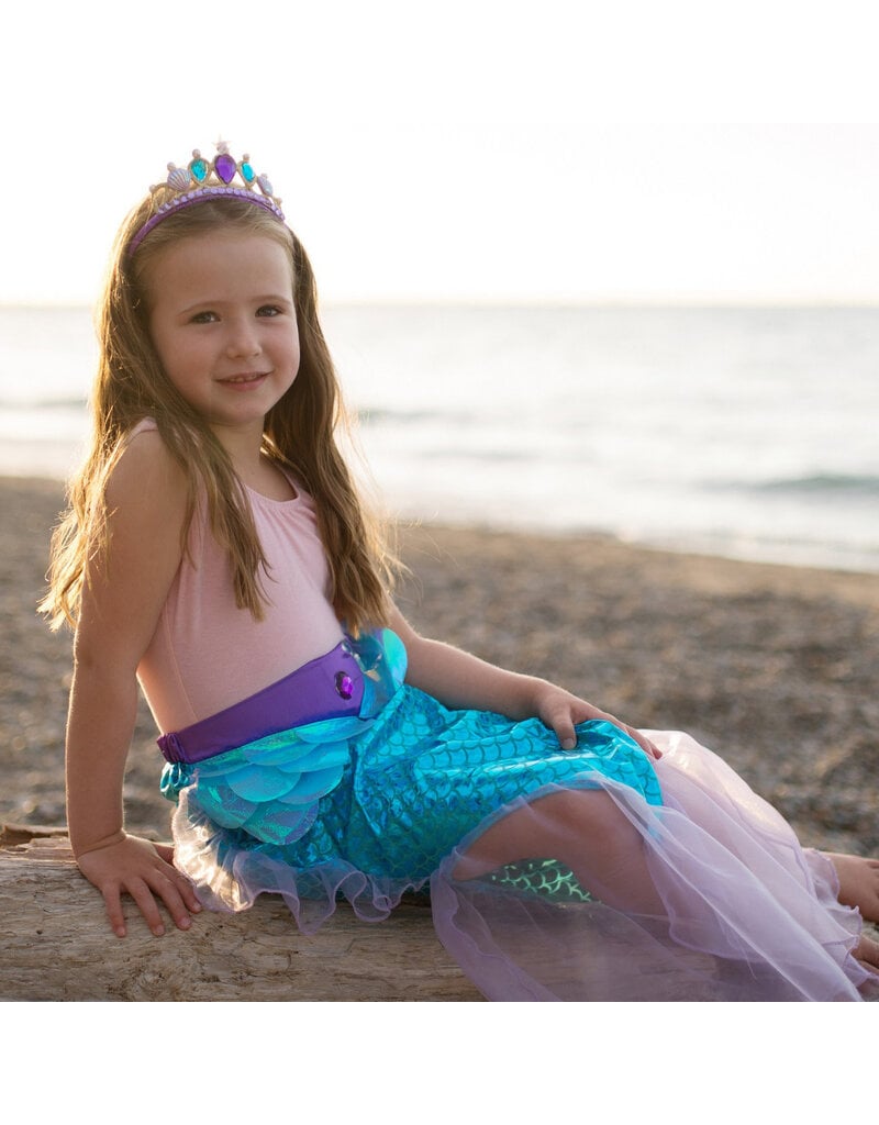 Great Pretenders Mermaid Glimmer Skirt w/Tiara, Lilac/Blue, Size  5-6