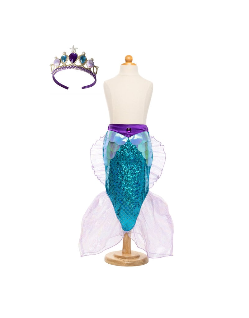 Great Pretenders Mermaid Glimmer Skirt w/Tiara, Lilac/Blue, Size  5-6