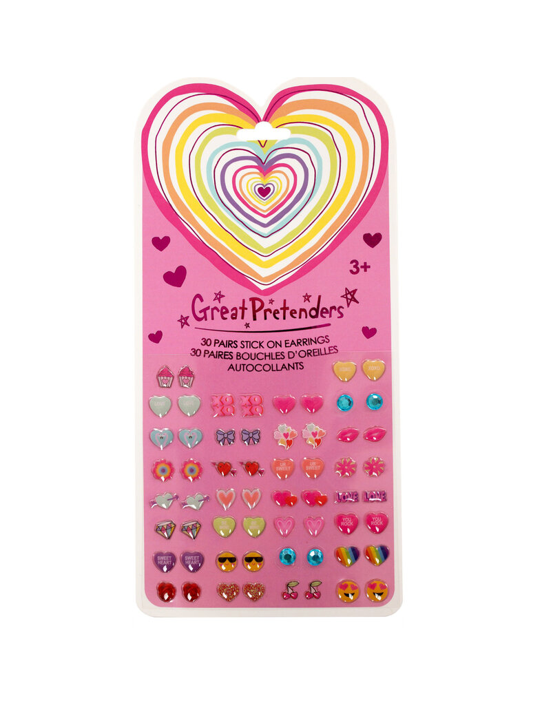 Great Pretenders Heart Sticker Earrings, 30 Pairs