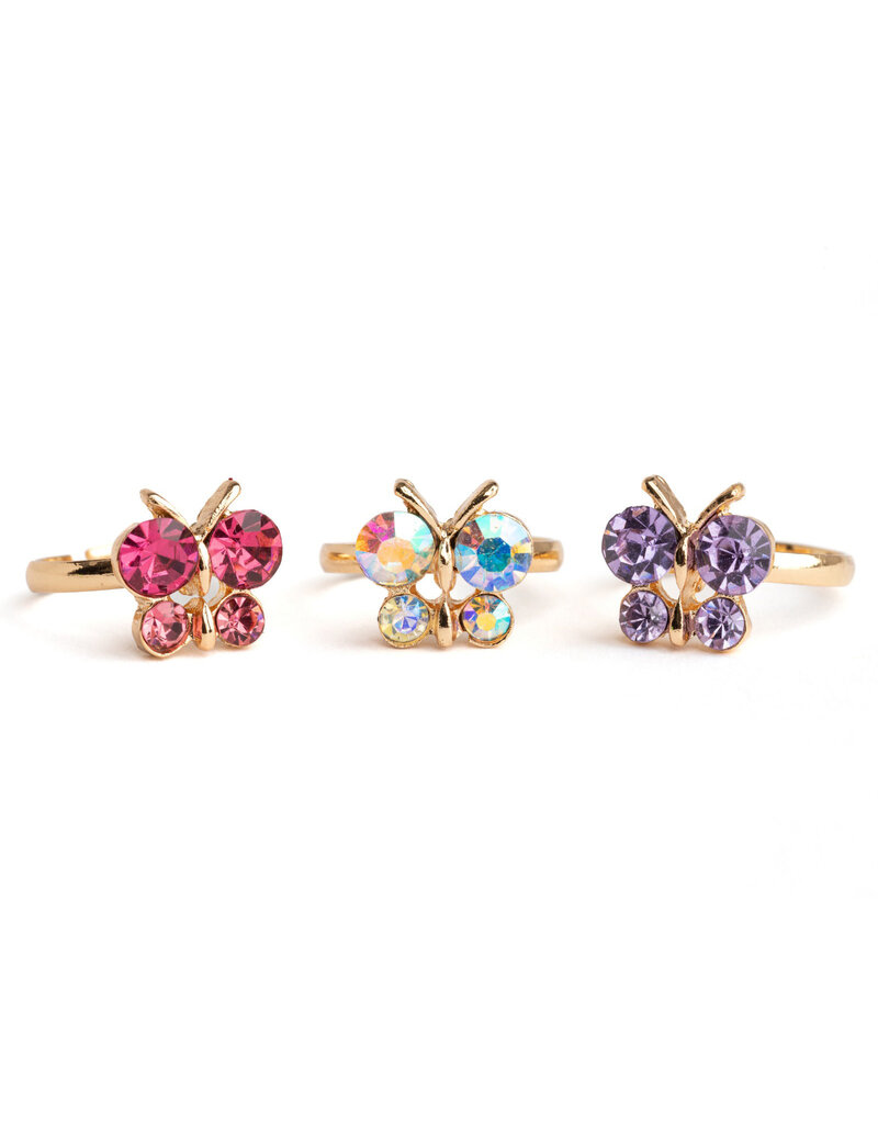 Great Pretenders Boutique Butterfly Gem Rings, 3pcs
