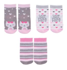 Baby Socks - Cat, 0-12m, 3 Pack