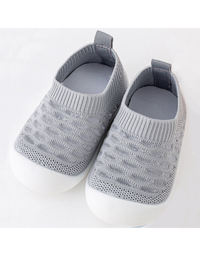Grey Knitted Baby Non-Slip Sock Shoes