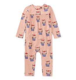 Tea Collection Chat Smocked Baby Romper Size: 9-12m