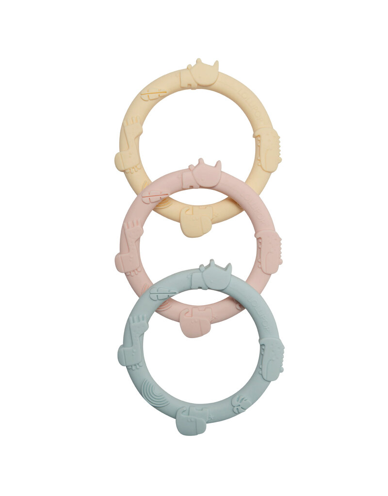 Loulou Lollipop Wild Teething Ring Set - Pastel