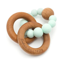 Loulou Lollipop Silicone/Wood Bubble Rattle - Mint