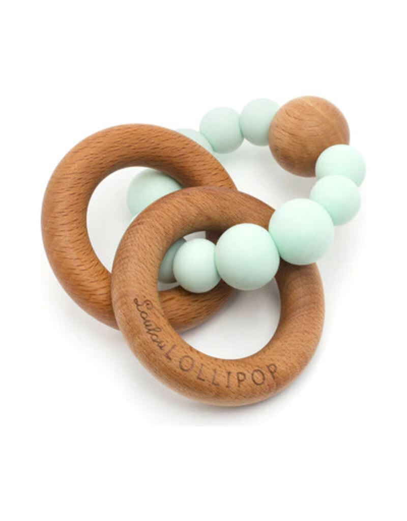 Loulou Lollipop Silicone/Wood Bubble Rattle - Mint