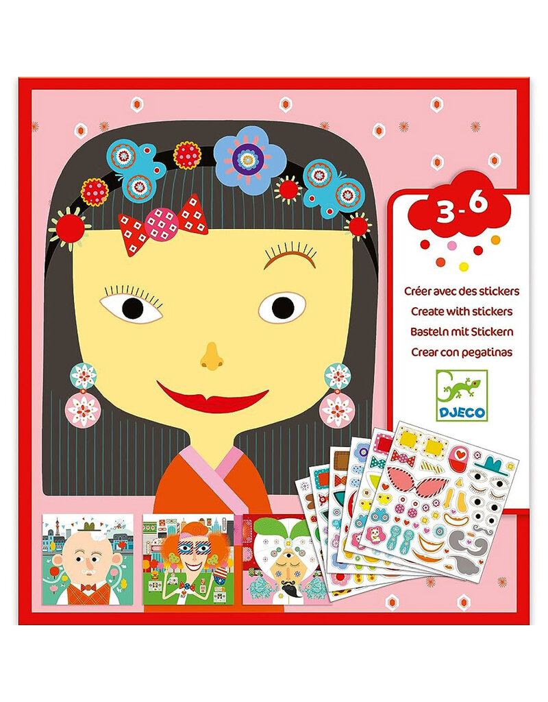 Djeco Create with Stickers - All Different Faces, 3y+