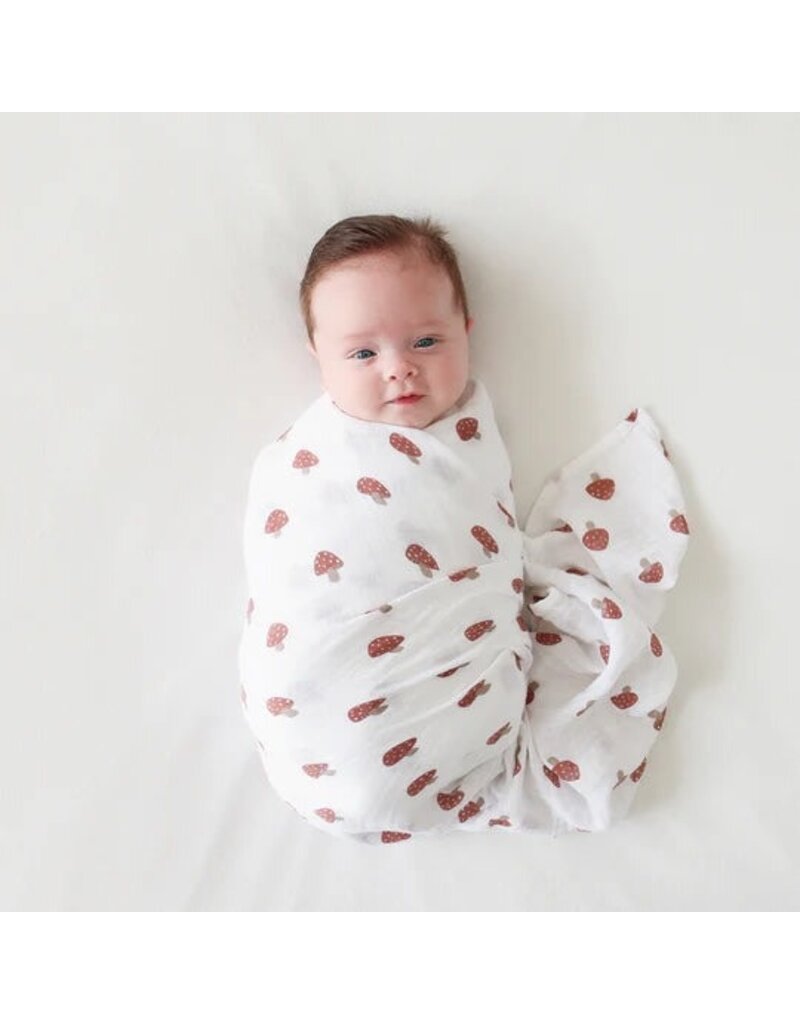 Lulujo Muslin 2pk Cotton Swaddles Mushrooms + Sand