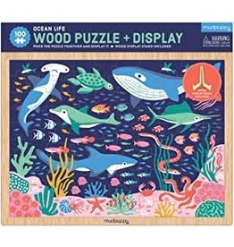 Mudpuppy Ocean Life 100pc Wood Puzzle + Display 5y+