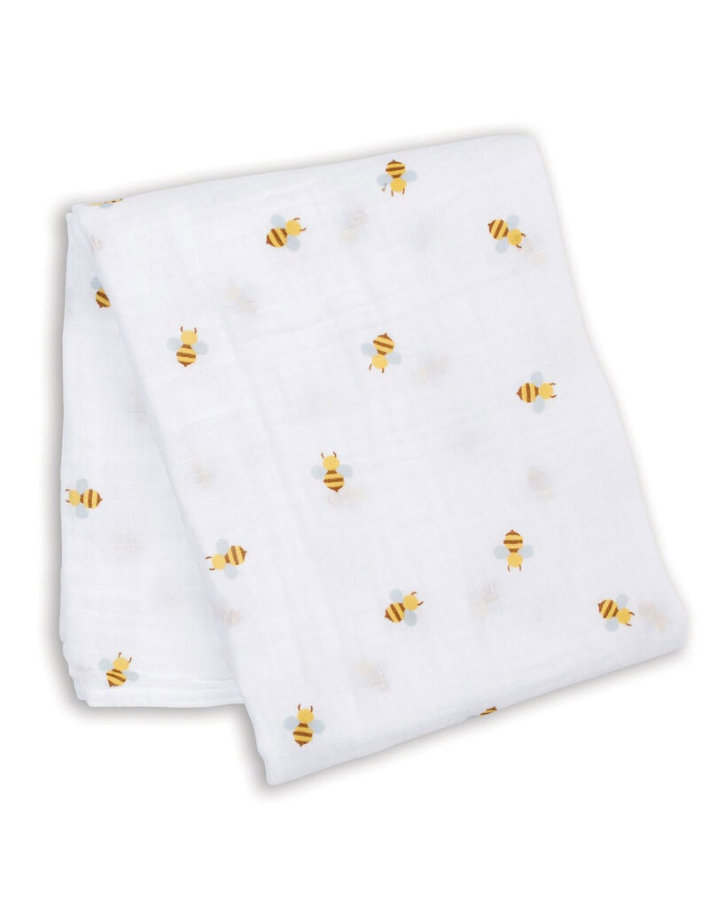 Lulujo Swaddle Blanket Muslin Cotton LG-Bees 0m+