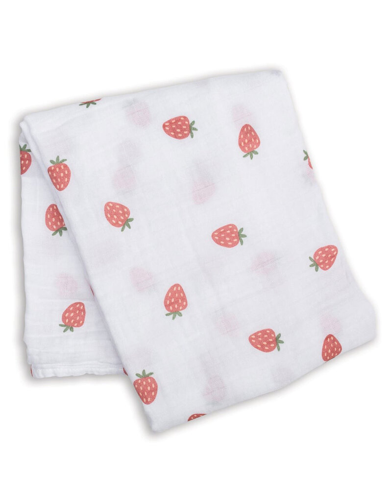 Lulujo Swaddle Blanket Muslin Cotton LG-Strawberries 0m+