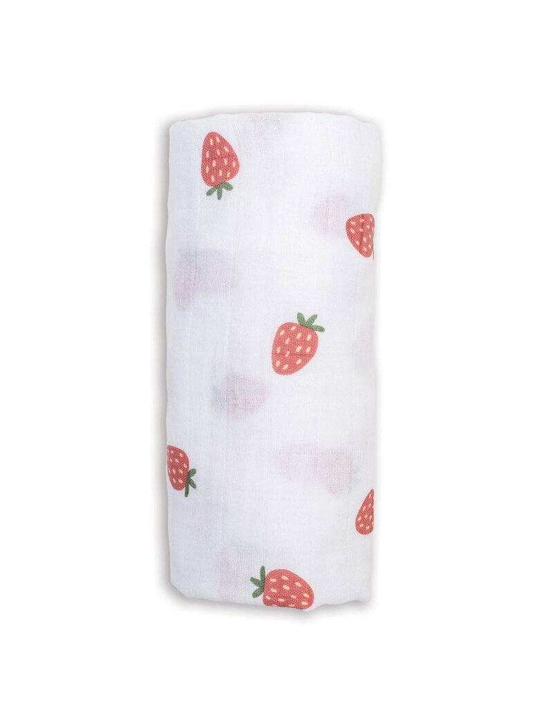 Lulujo Swaddle Blanket Muslin Cotton LG-Strawberries 0m+