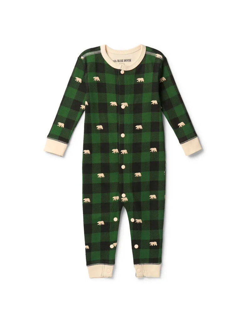 Hatley Forest Green Plaid Baby Union Suit