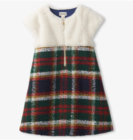 Hatley Celebration Plaid Faux Fur Dress