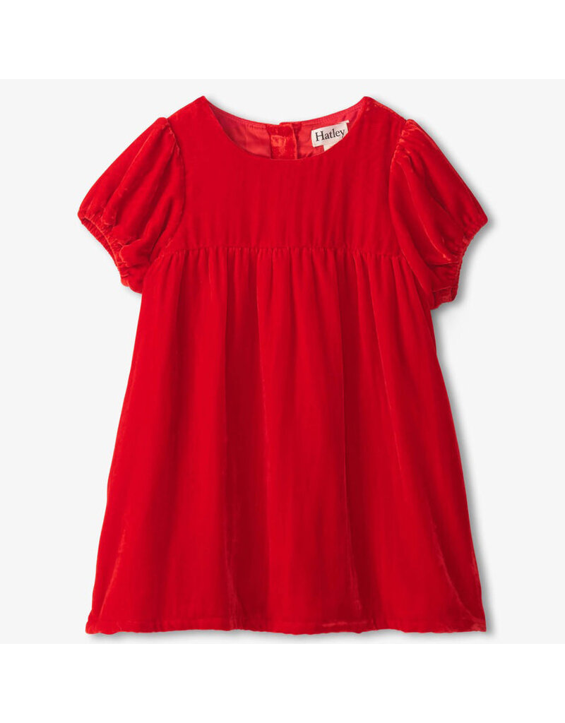 Hatley Holiday Velvet Puff Sleeve Pinafore Dress