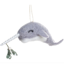 Felt Narwhal Mistletoe Ornament