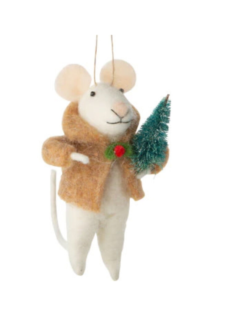 Felt Mouse in Fur Coat Ornament