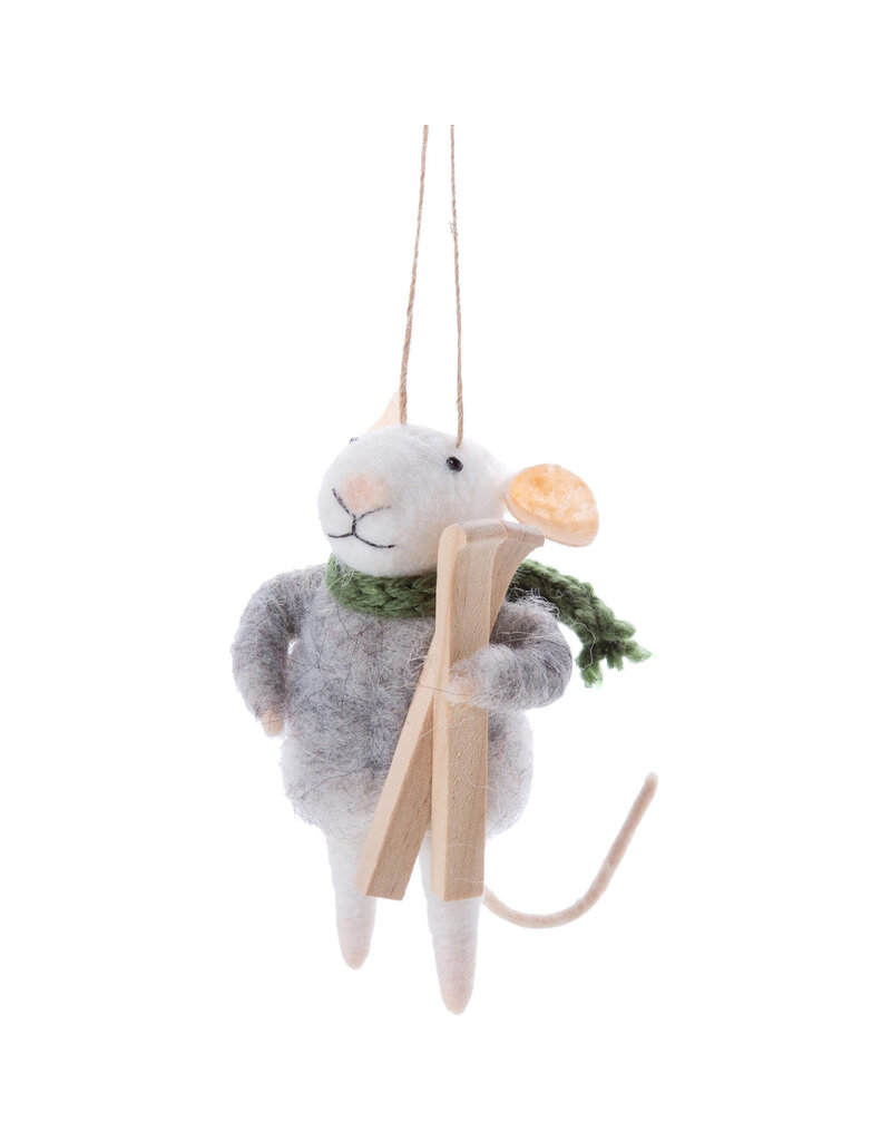 Felt Mouse w/Skis Ornament