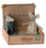 Maileg Mom & Dad Mice in Cigarbox
