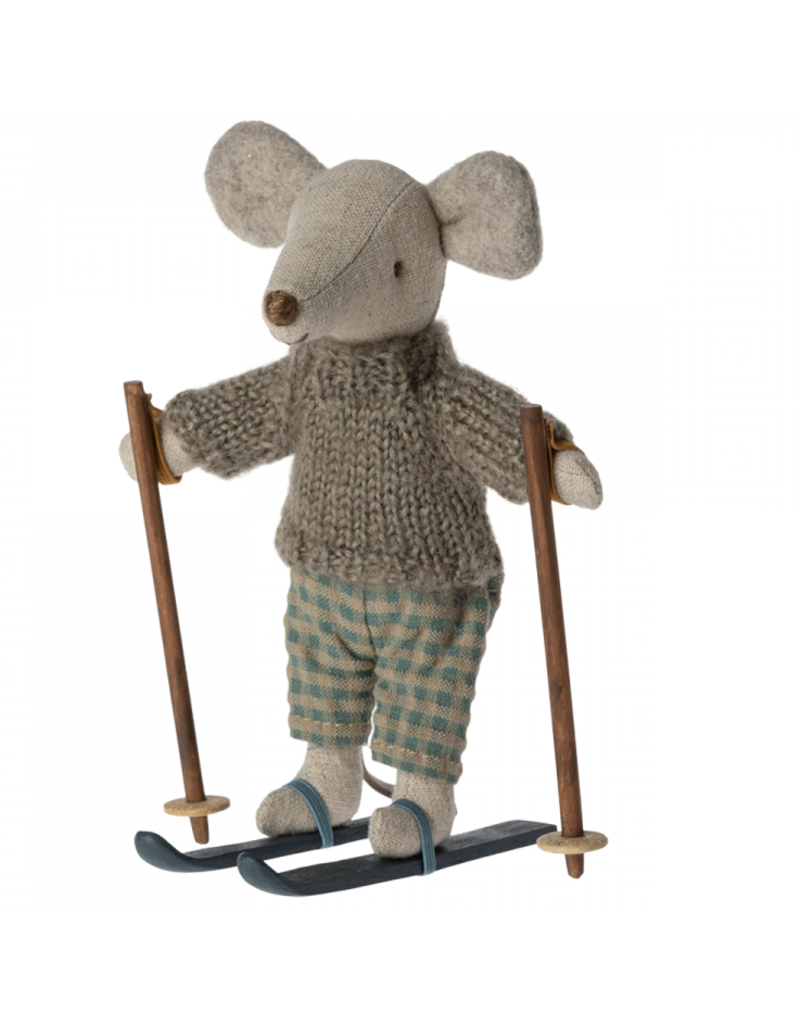 Maileg Winter Mouse Big Brother w/Ski Set