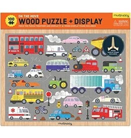 Mudpuppy On the Move 100pc Wood Puzzle + Display 5y+