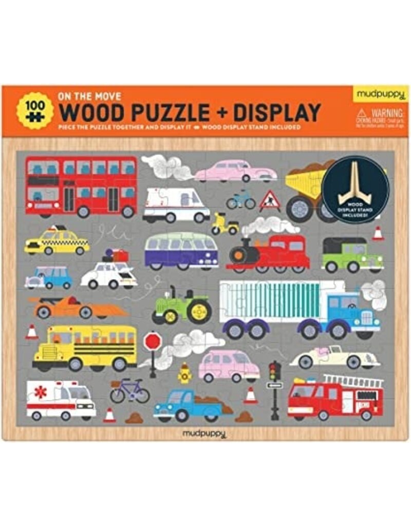 Mudpuppy On the Move 100pc Wood Puzzle + Display 5y+