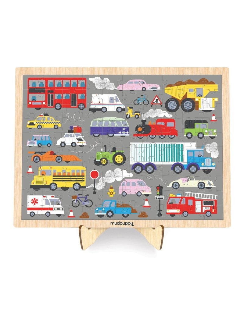 Mudpuppy On the Move 100pc Wood Puzzle + Display 5y+