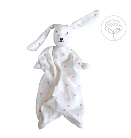 Peppa Hoppa Organic Muslin Tino, White w/Pink Hearts