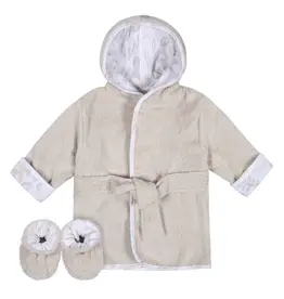 2pc Baby Natural Leaves Bathrobe & Booties Set