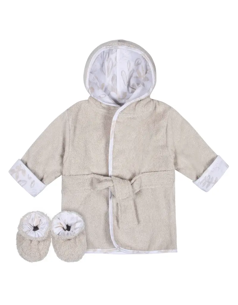 2pc Baby Natural Leaves Bathrobe & Booties Set