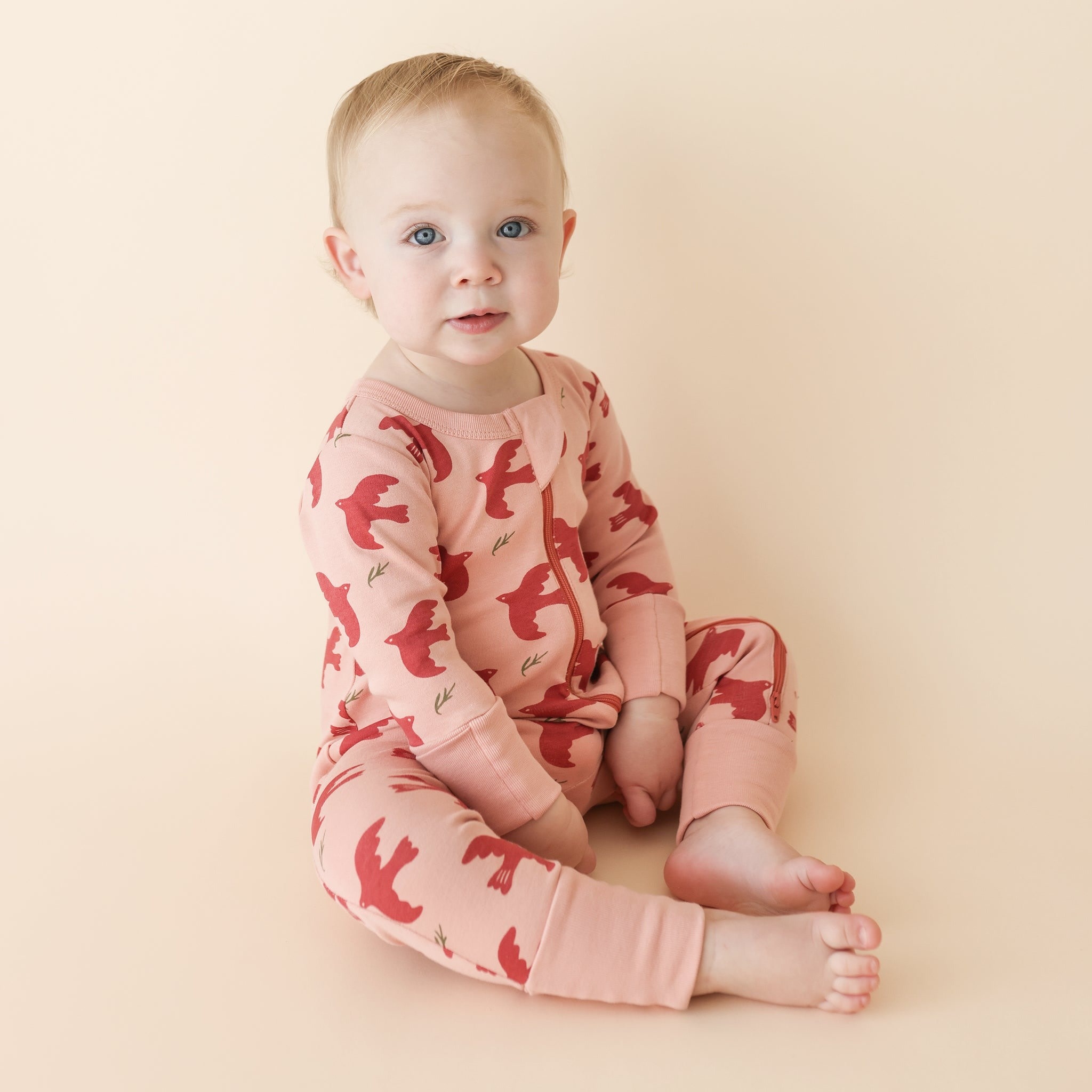 Dusty Pink Doves Zip Romper - Vancouver's Best Baby & Kids Store