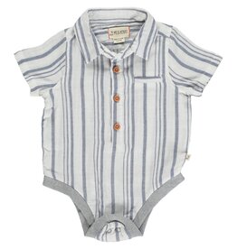 Helford Blue Stripe Button Onesie