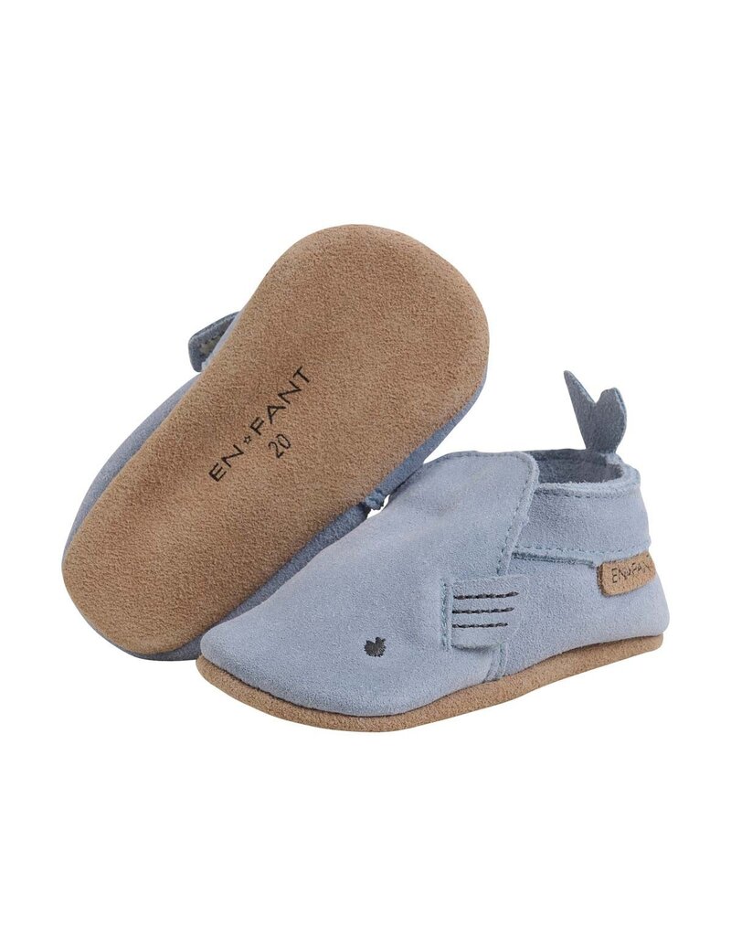 Dusty Blue Whale Suede Baby Shoes