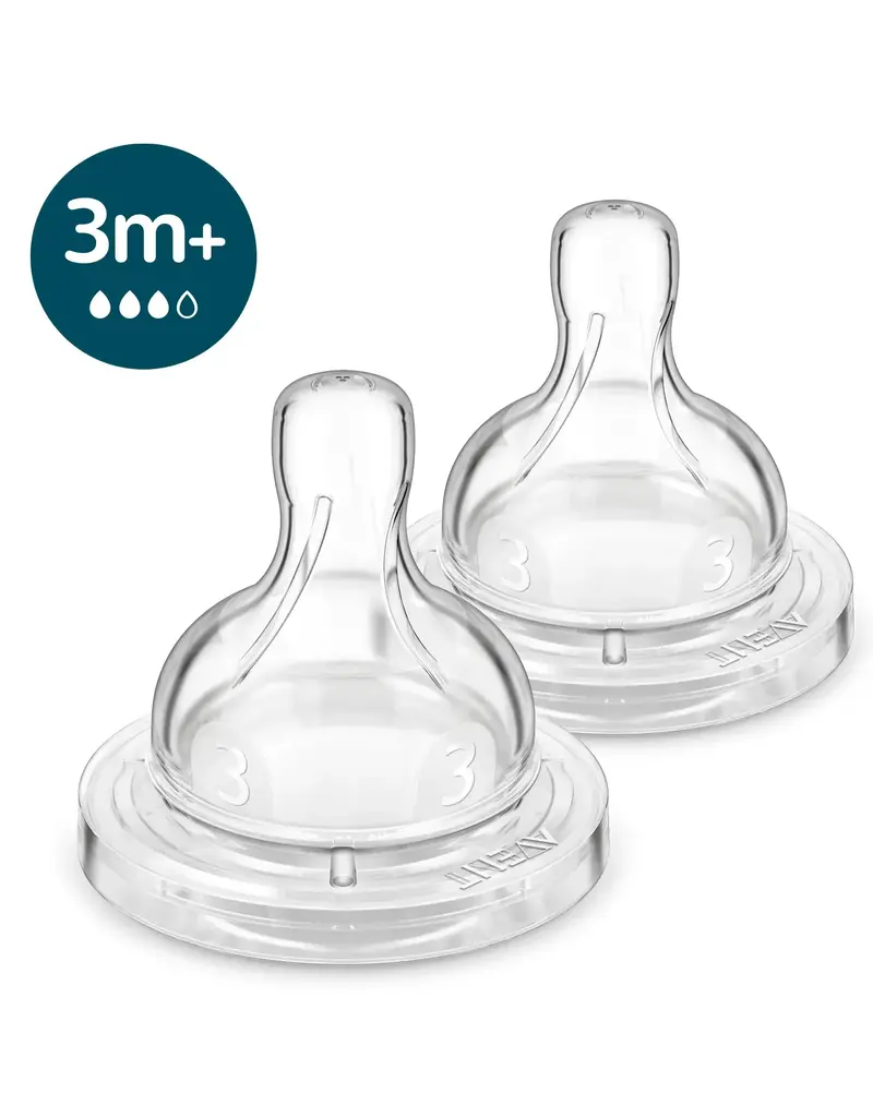 Philips Avent Anti-colic Baby Bottle Flow 3 Nipple 3M+ 2pk