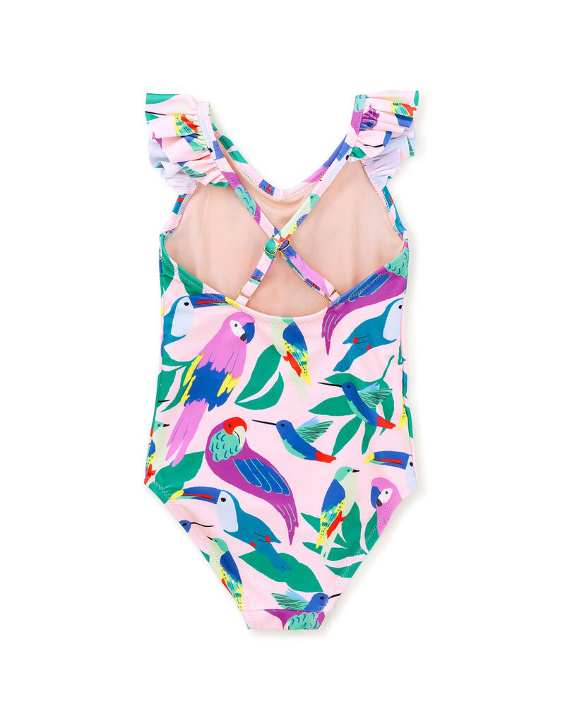 Tea Collection Tropical Bird Ruffle Swimsuit