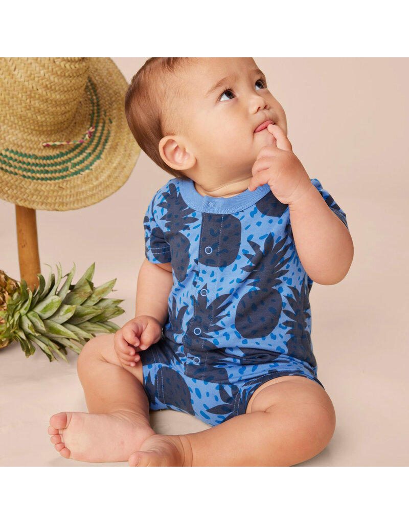 Tea Collection Button Spotted Pineapple SS Romper