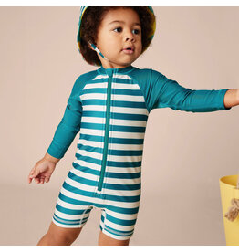 Tea Collection Green Stripes LS UV Toddler Suit