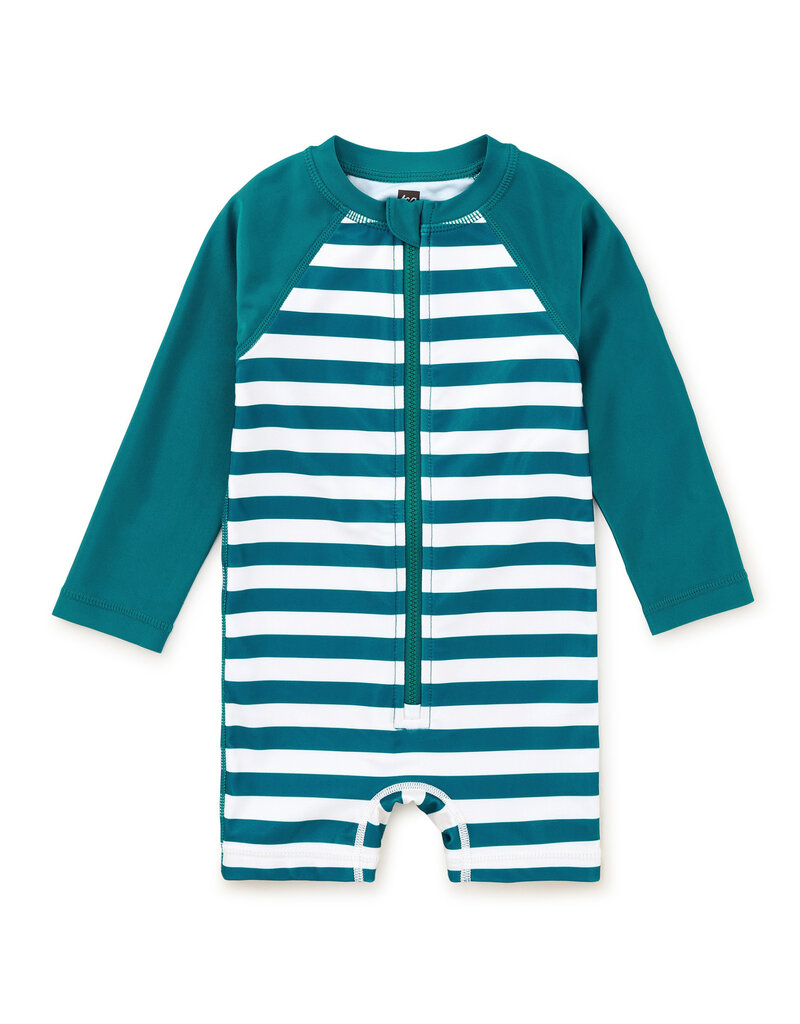 Tea Collection Green Stripes LS UV Toddler Suit