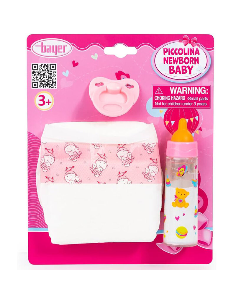 Baby Doll Deluxe Set: Bottle, Pacifier & Diaper