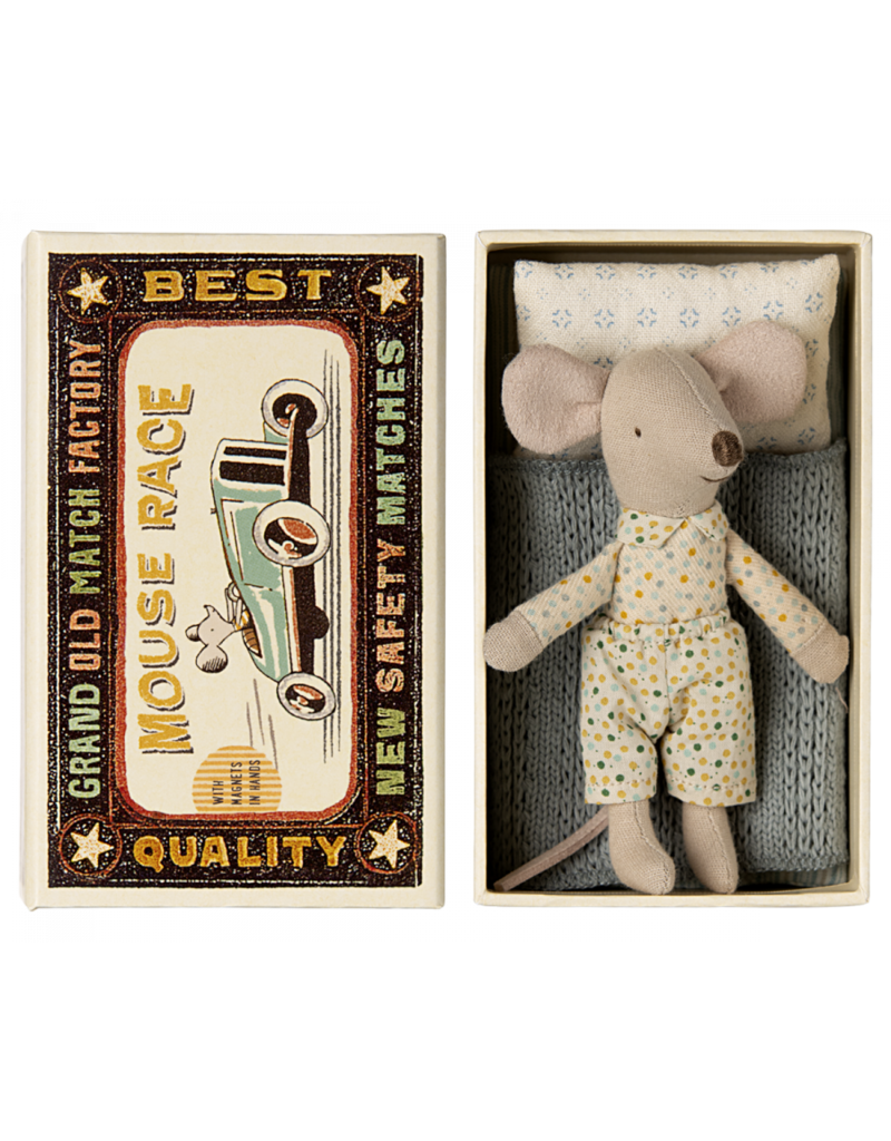 Maileg Mouse In Matchbox - Little Brother Dot PJs