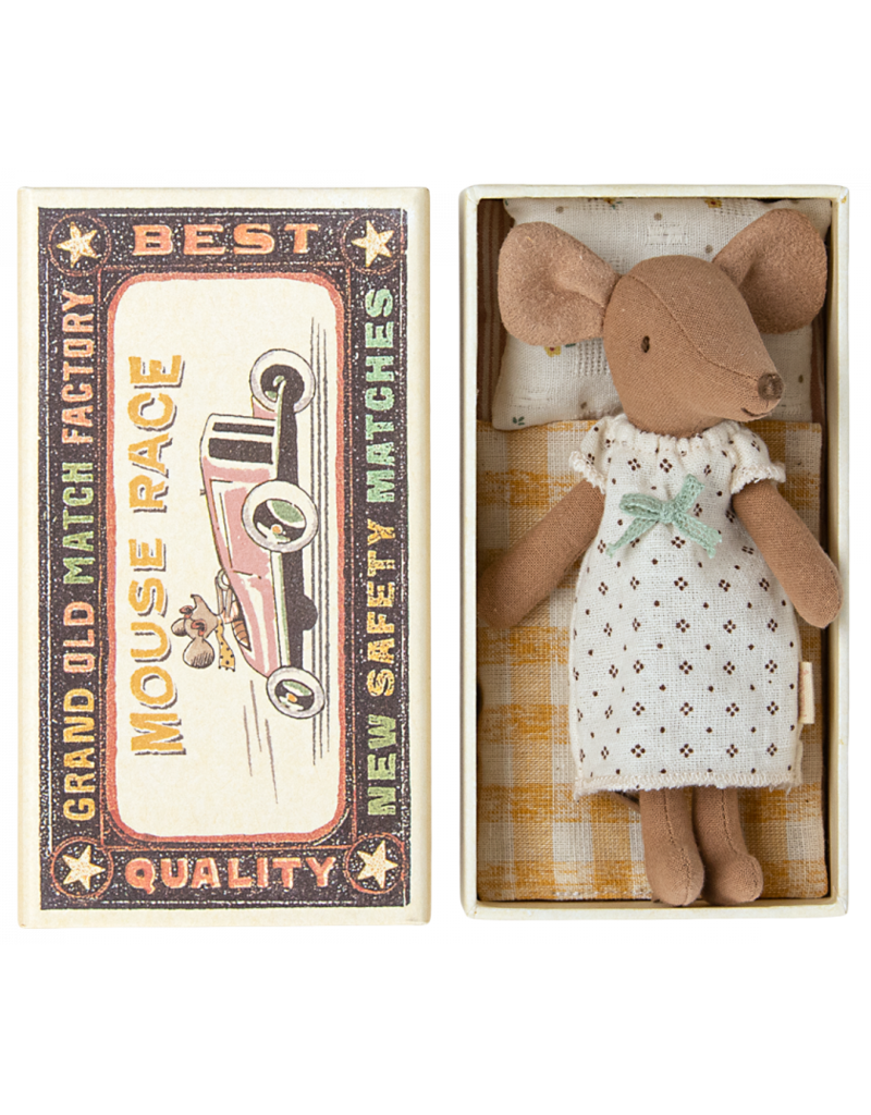 Maileg Mouse In Matchbox - Big Sister (Dress With Bow)
